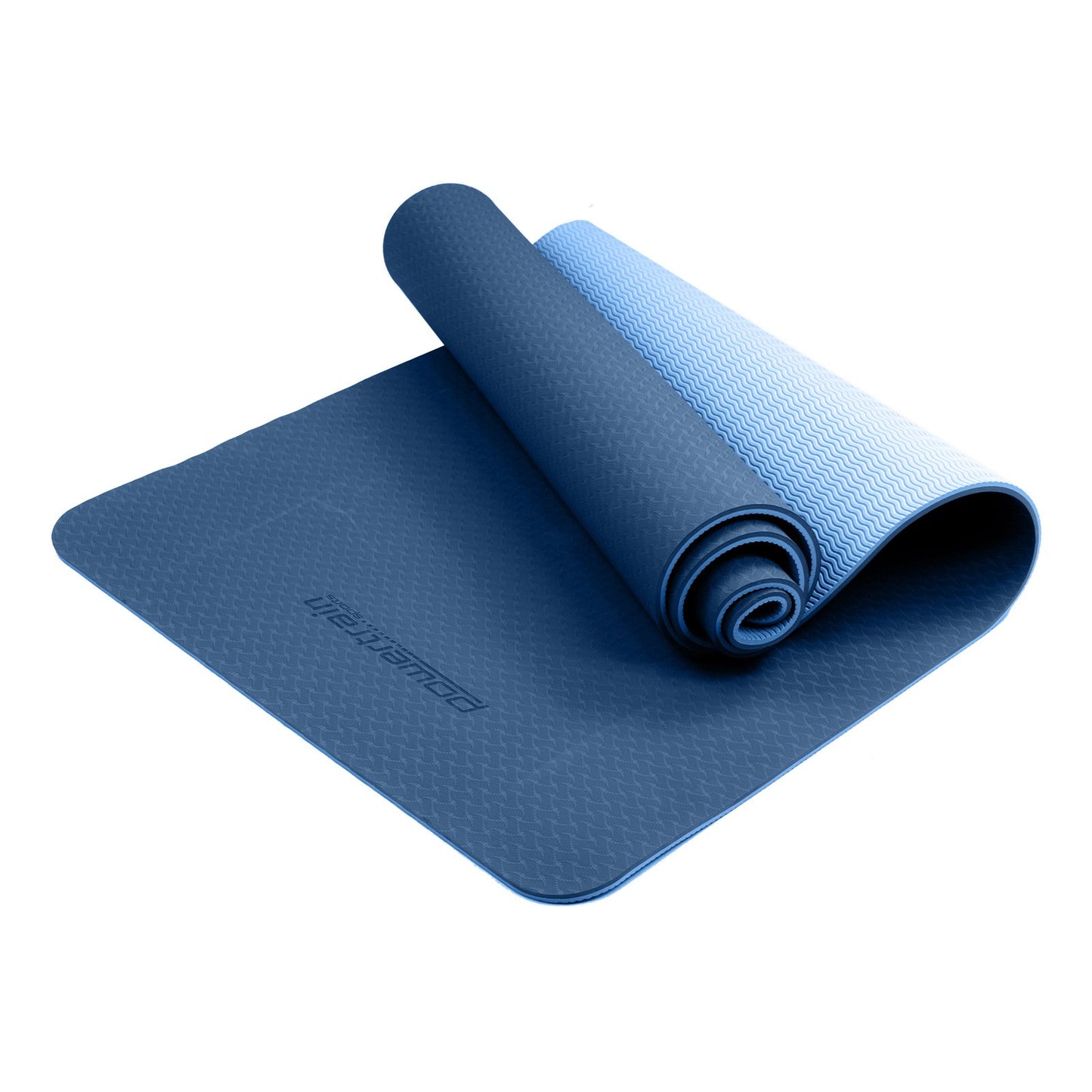 Powertrain TPE Yoga Exercise Mat Home Gym Pilates Fitness 8mm Thick in Dark Blue - ShopFrenzy