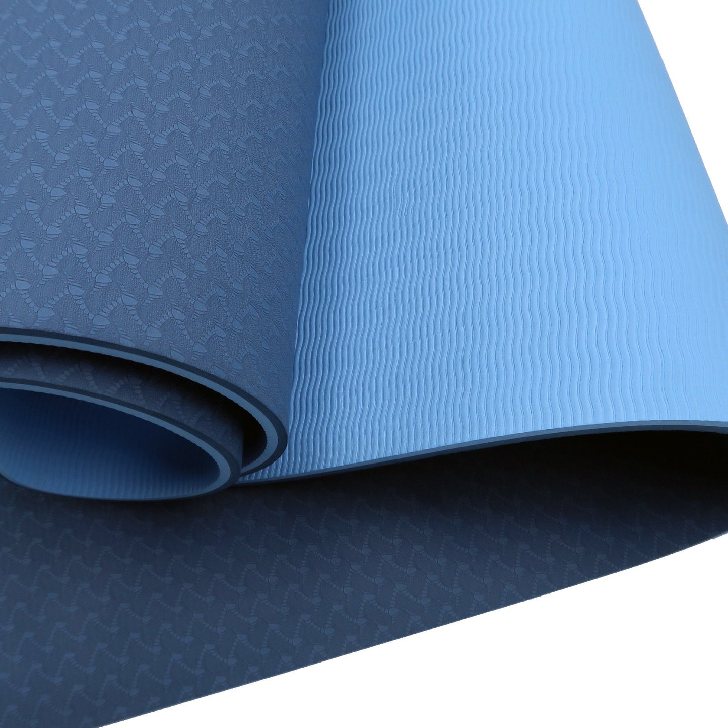 Powertrain TPE Yoga Exercise Mat Home Gym Pilates Fitness 8mm Thick in Dark Blue - ShopFrenzy