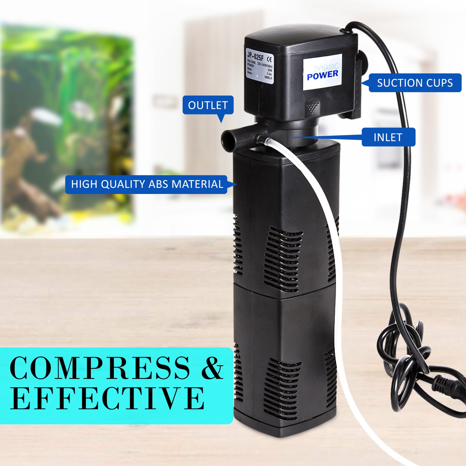 Aquarium Submersible Filter Pond Pump 1600L/H 35W 2.5m - ShopFrenzy