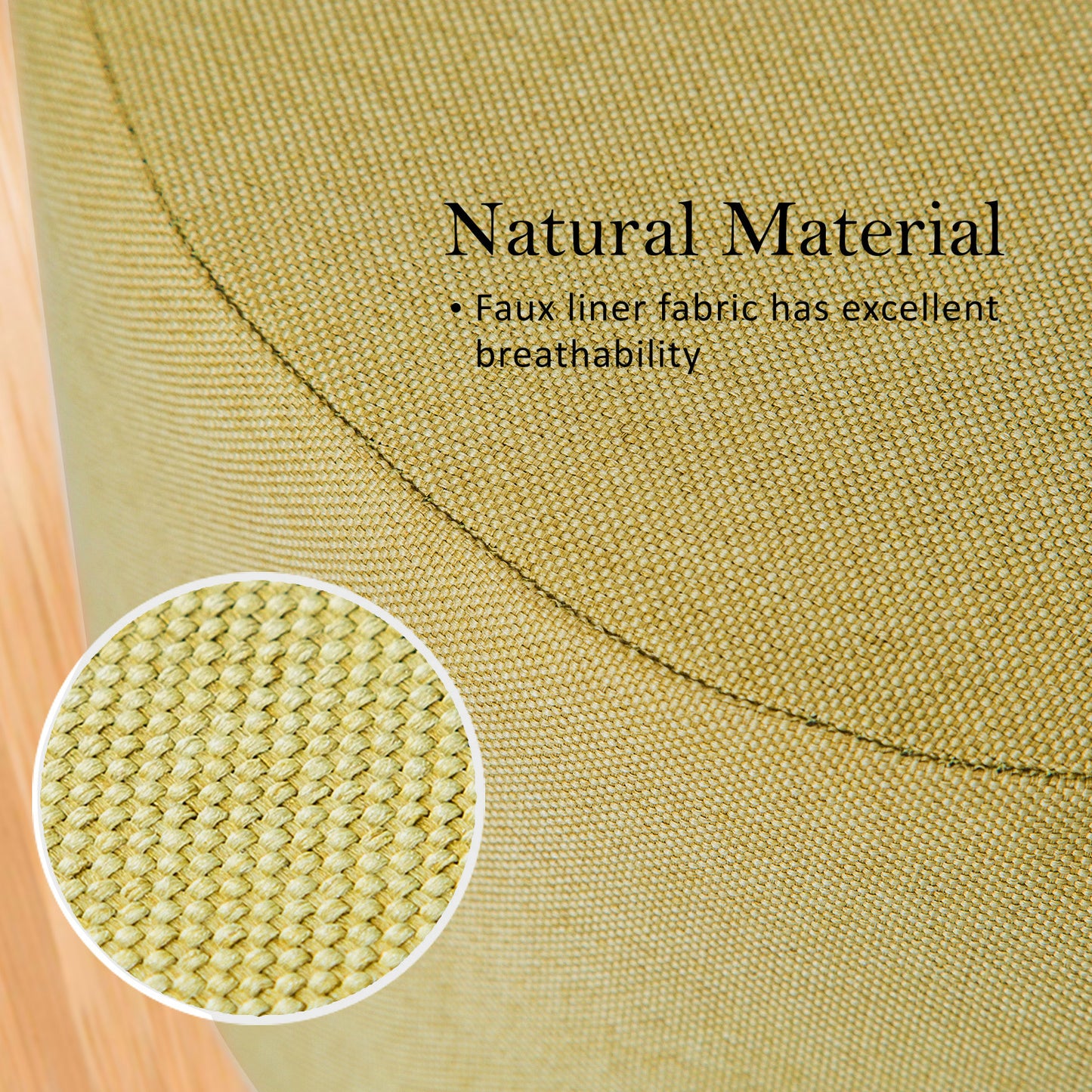 Fabric Ottoman Round Wooden Leg Foot Stool - MUSTARD YELLOW - ShopFrenzy