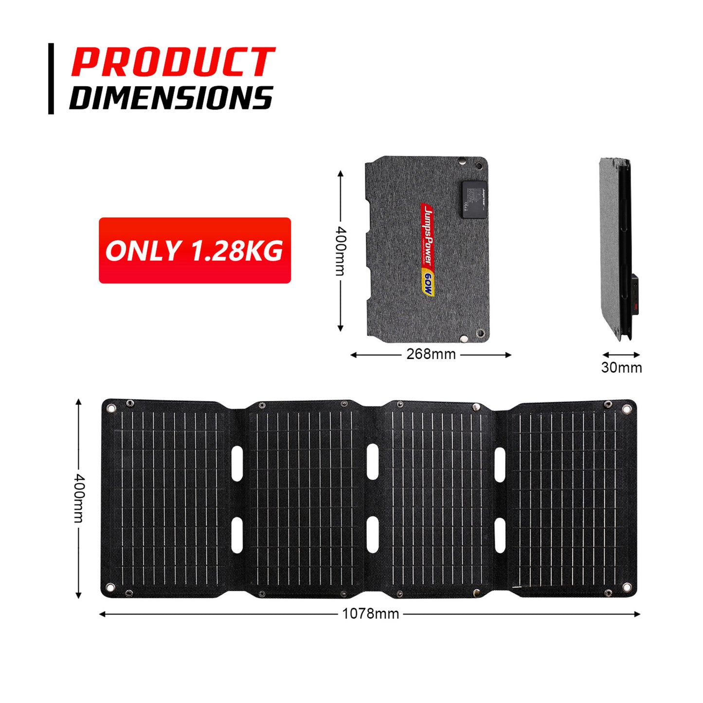 60W Solar Panel Portable Charger JumpsPower Power Generator Foldable - ShopFrenzy