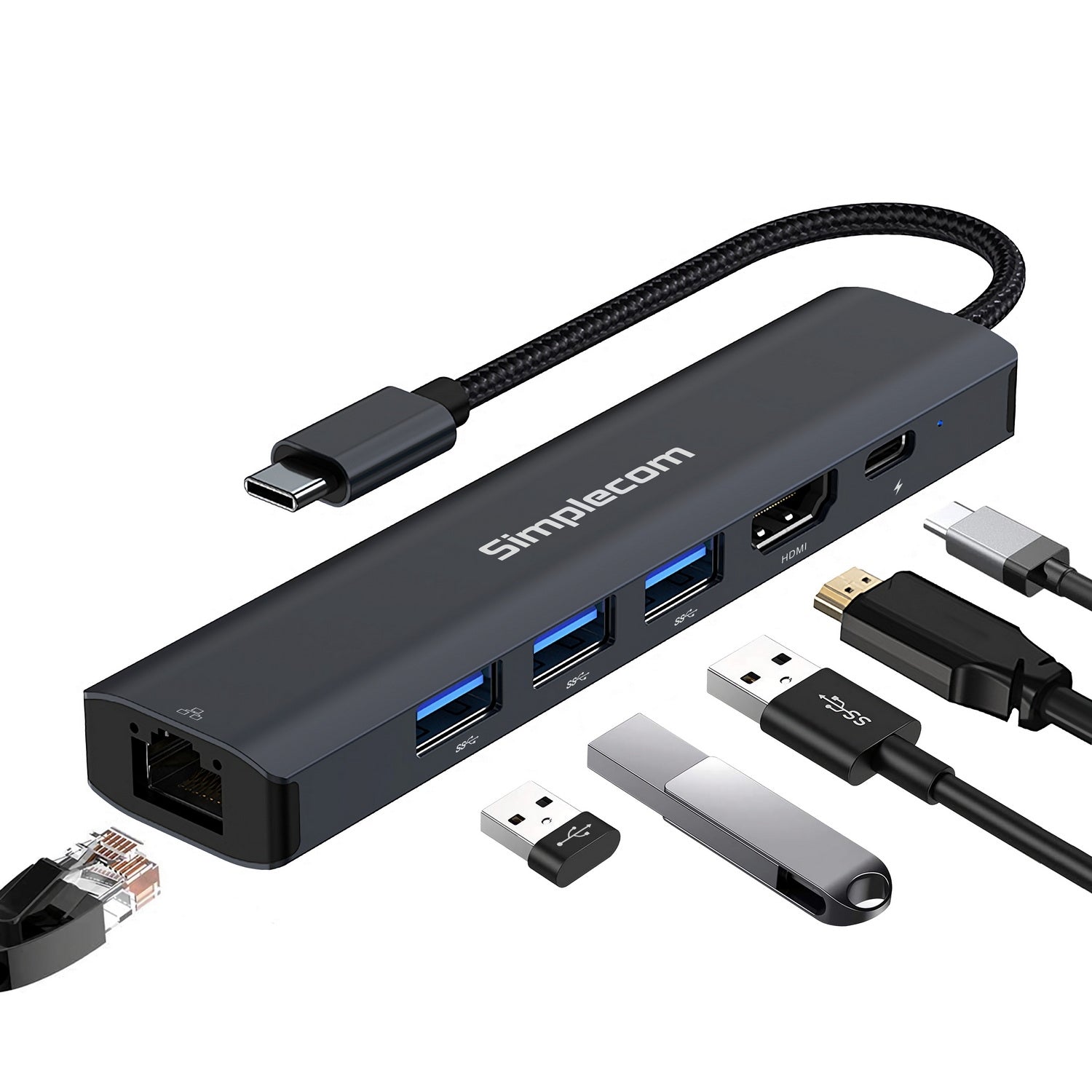 Simplecom CHN560 USB-C SuperSpeed 6-in-1 Multiport Adapter Docking Station - ShopFrenzy