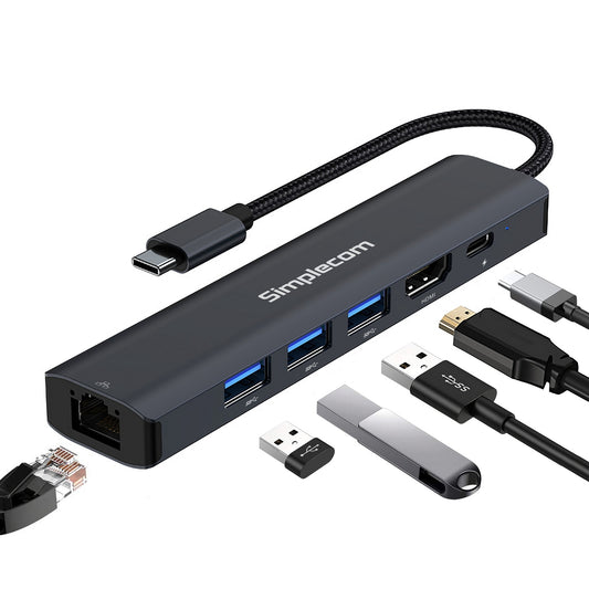 Simplecom CHN560 USB-C SuperSpeed 6-in-1 Multiport Adapter Docking Station - ShopFrenzy