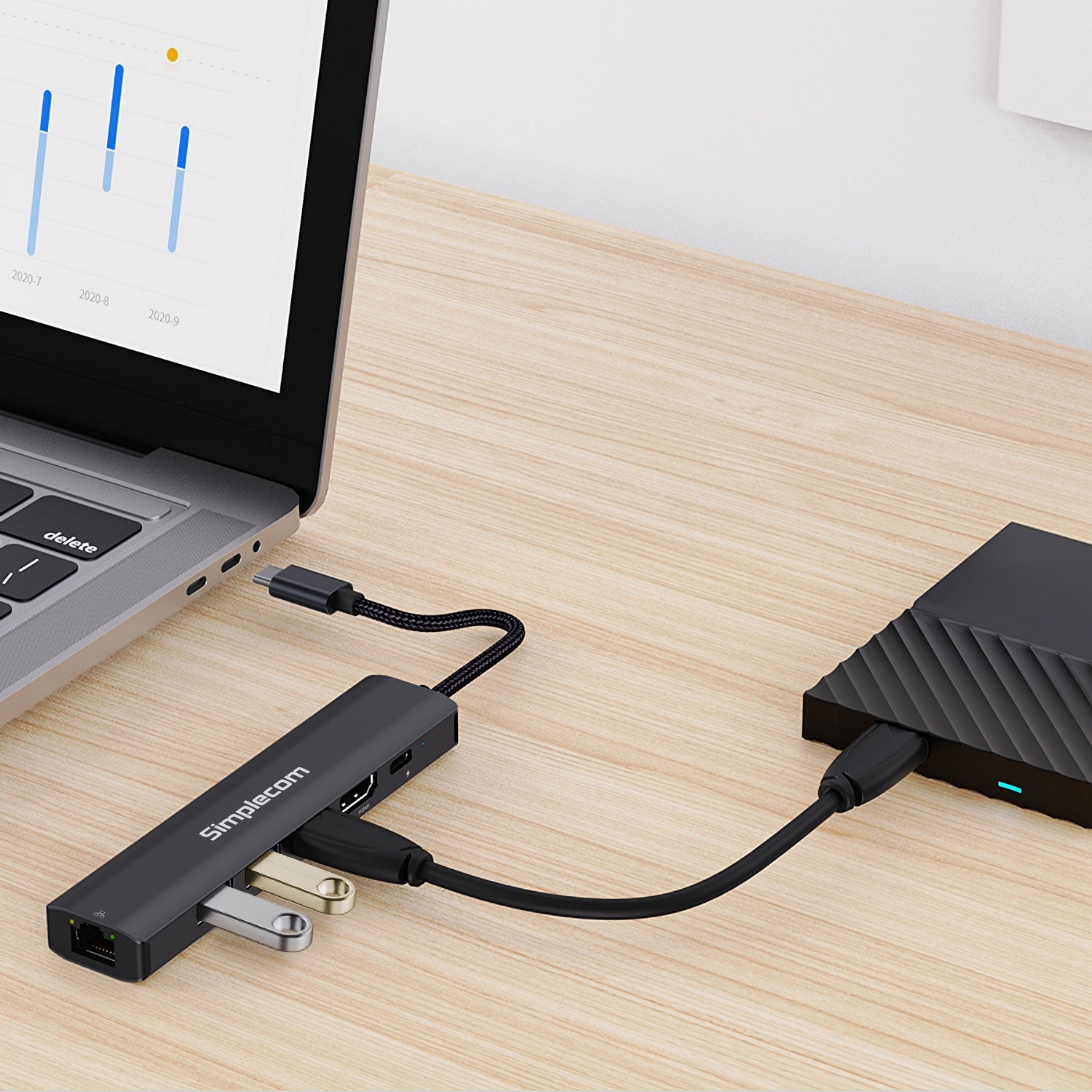 Simplecom CHN560 USB-C SuperSpeed 6-in-1 Multiport Adapter Docking Station - ShopFrenzy