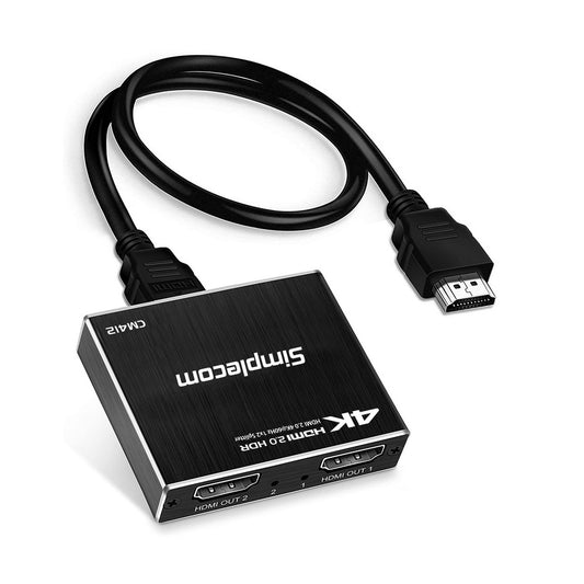 Simplecom CM412 HDMI 2.0 1x2 Splitter 1 IN 2 Out 4K@60Hz HDR10 2 Port HDMI Duplicator - ShopFrenzy