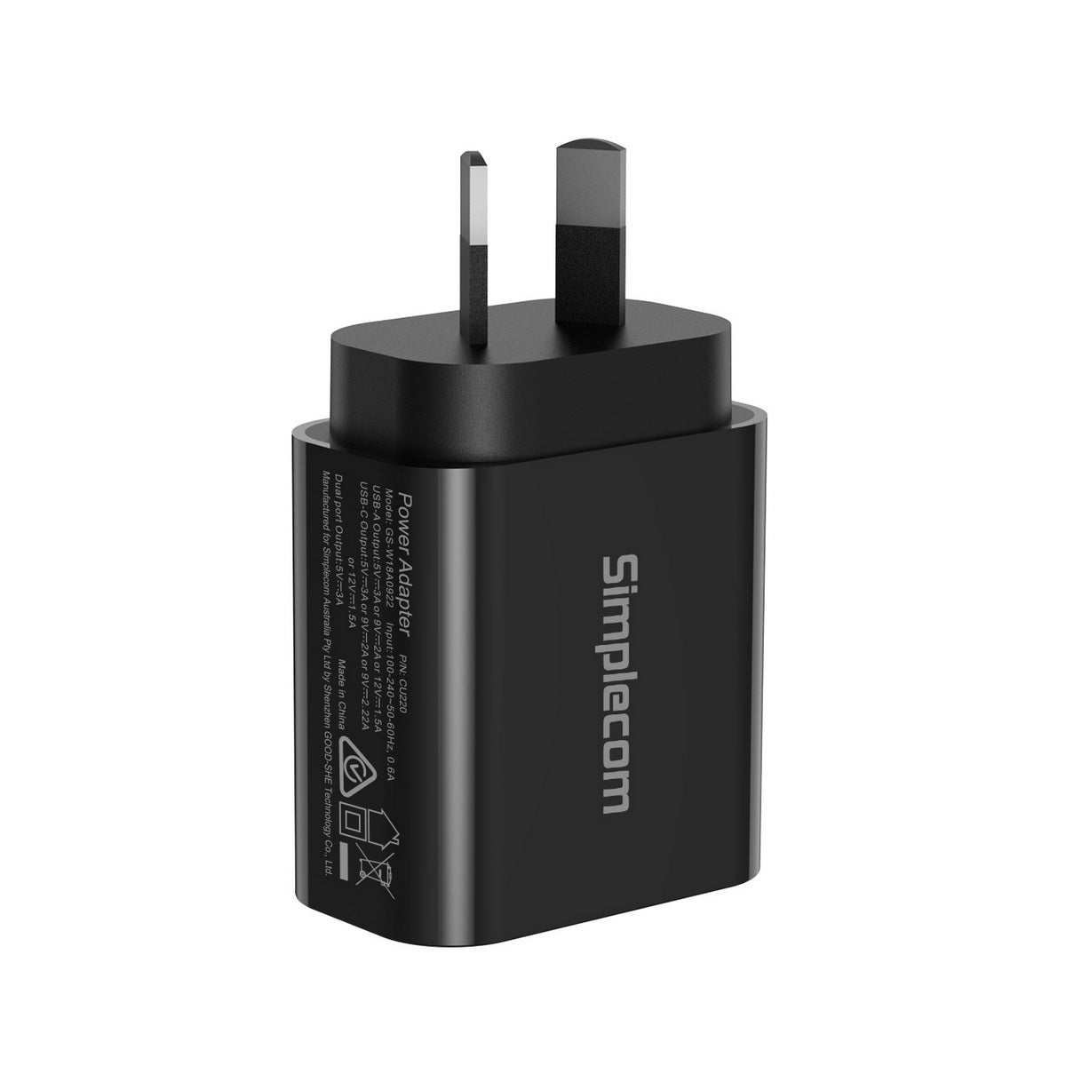 Simplecom CU220 Dual Port PD 20W Fast Wall Charger USB-C + USB-A for Phone Tablet - ShopFrenzy