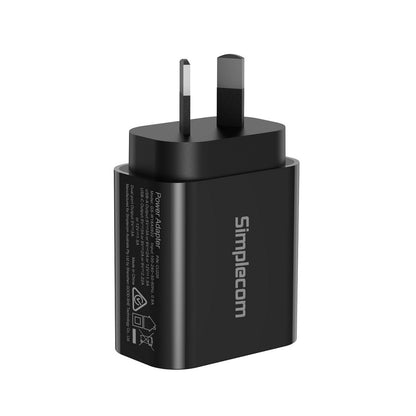 Simplecom CU220 Dual Port PD 20W Fast Wall Charger USB-C + USB-A for Phone Tablet - ShopFrenzy