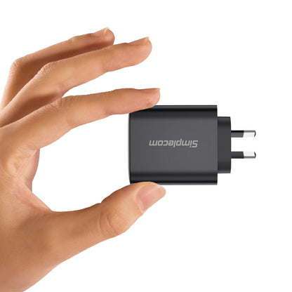 Simplecom CU265 Dual Port PD 65W GaN Fast Wall Charger USB-C + USB-A for Phone Laptop - ShopFrenzy