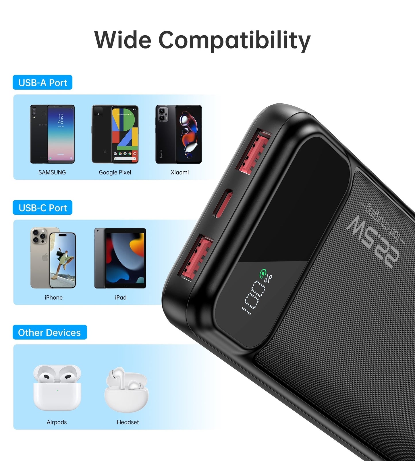 CHOETECH B728 10000mAh Power Bank PD22.5W with Digital Display - ShopFrenzy