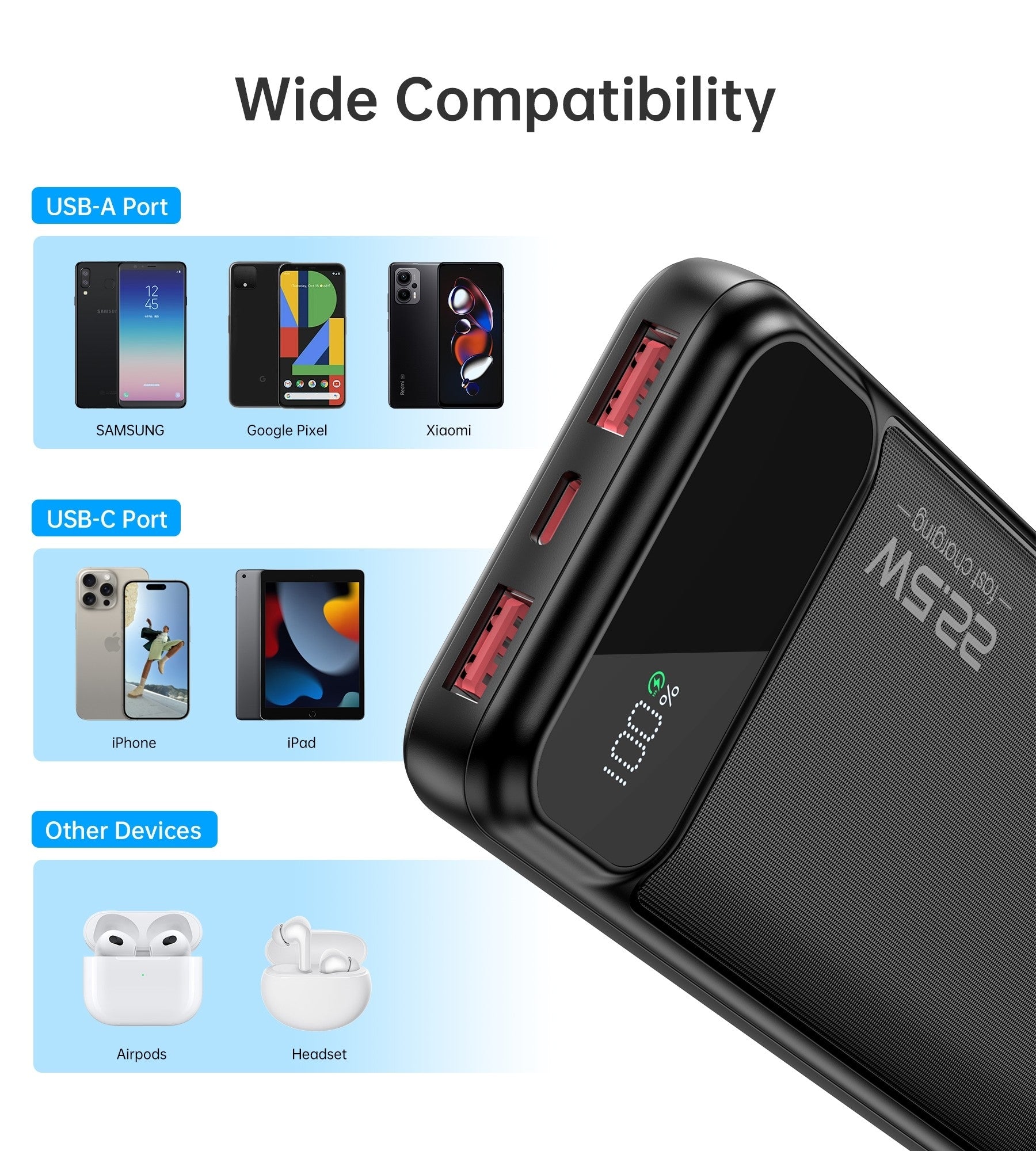 CHOETECH B728 10000mAh Power Bank PD22.5W with Digital Display - ShopFrenzy
