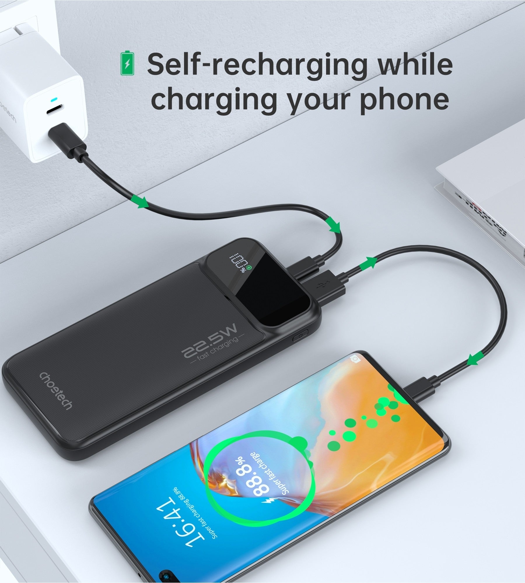 CHOETECH B728 10000mAh Power Bank PD22.5W with Digital Display - ShopFrenzy