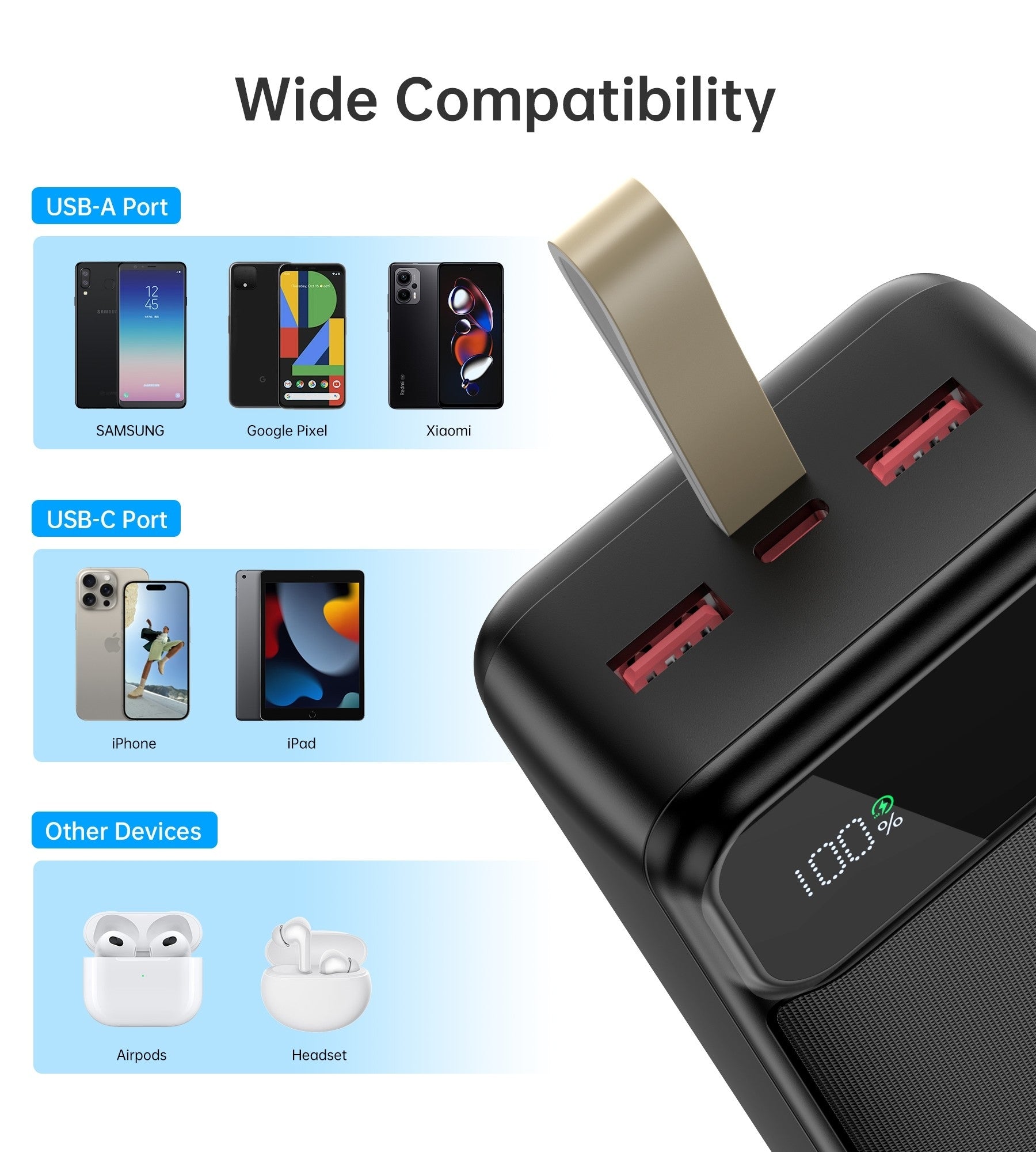 CHOETECH B730 30000mAh Power Bank PD22.5W with Digital Display - ShopFrenzy