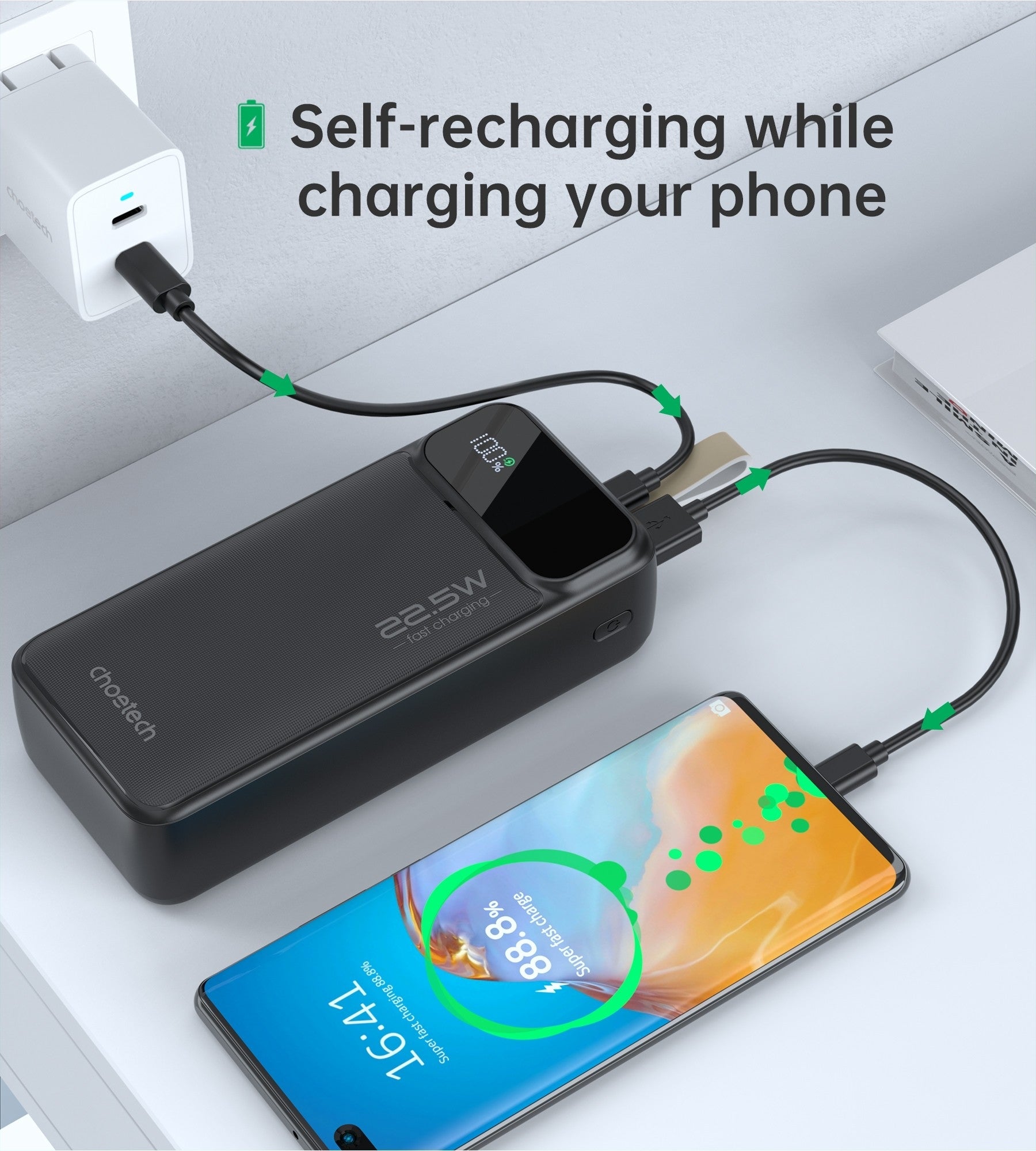 CHOETECH B730 30000mAh Power Bank PD22.5W with Digital Display - ShopFrenzy