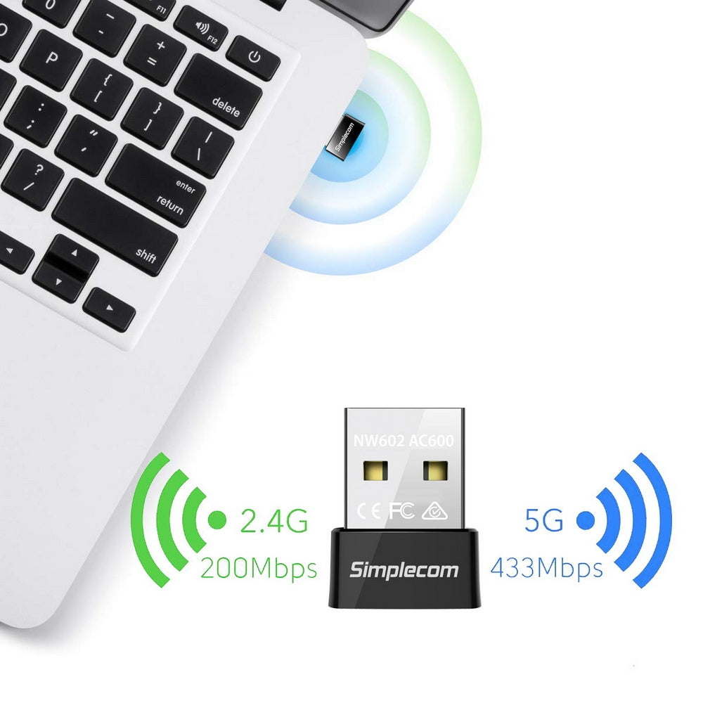 Simplecom NW602 AC600 Dual Band Nano USB WiFi Wireless Adapter - ShopFrenzy
