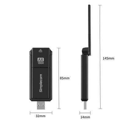 Simplecom NW812 AX1800 Dual Band WiFi 6 USB Adapter with Foldable Antenna - ShopFrenzy