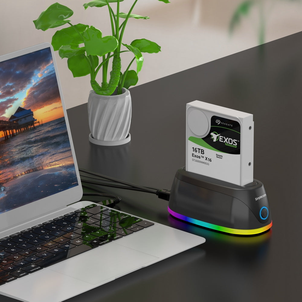 Simplecom SD336 USB 3.0 Docking Station for 2.5" and 3.5" SATA Drive with RGB Lighting - ShopFrenzy