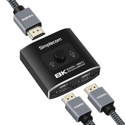 Simplecom CM302v2 Bi-Directional 2 Way HDMI 2.1 Switch Selector 8K@60Hz - ShopFrenzy