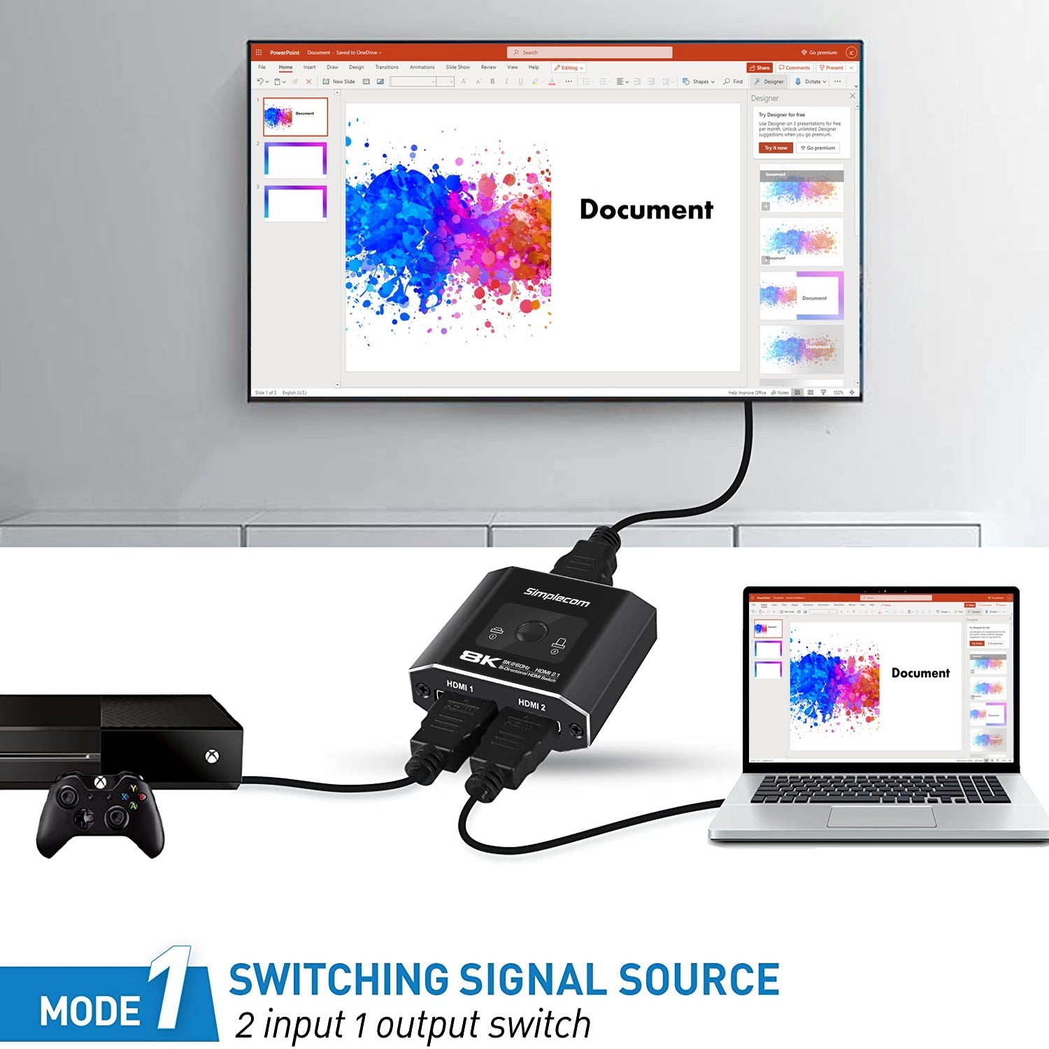 Simplecom CM302v2 Bi-Directional 2 Way HDMI 2.1 Switch Selector 8K@60Hz - ShopFrenzy