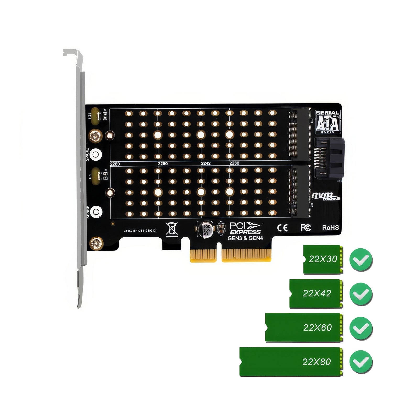 Simplecom EC412v2 NVMe and SATA M.2 SSD to PCIe x4 Expansion Card - ShopFrenzy