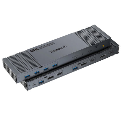 Simplecom KM490 HDMI and DisplayPort Dual Monitor KVM Switch for 2 Computers with 4-Port USB 3.0 Hub 5Gbps 8K@60Hz - ShopFrenzy