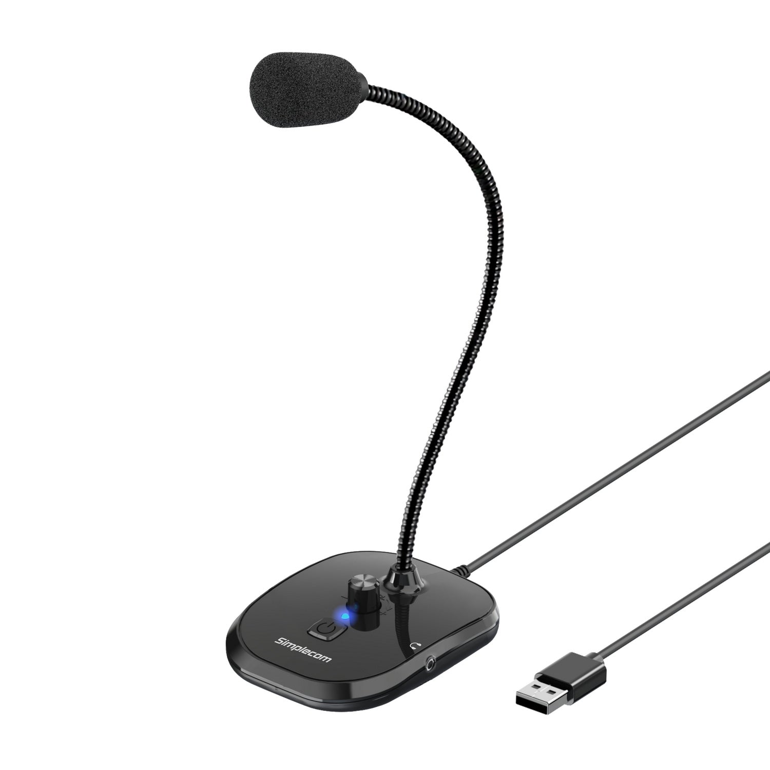 Simplecom UM360 Plug and Play USB Desktop Microphone with Headphone Jack - ShopFrenzy
