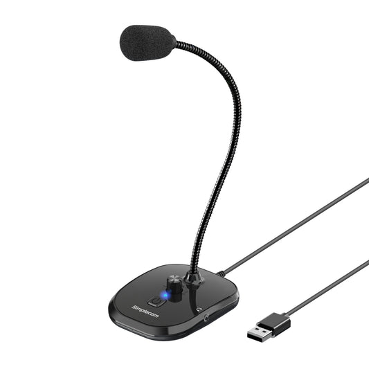 Simplecom UM360 Plug and Play USB Desktop Microphone with Headphone Jack - ShopFrenzy
