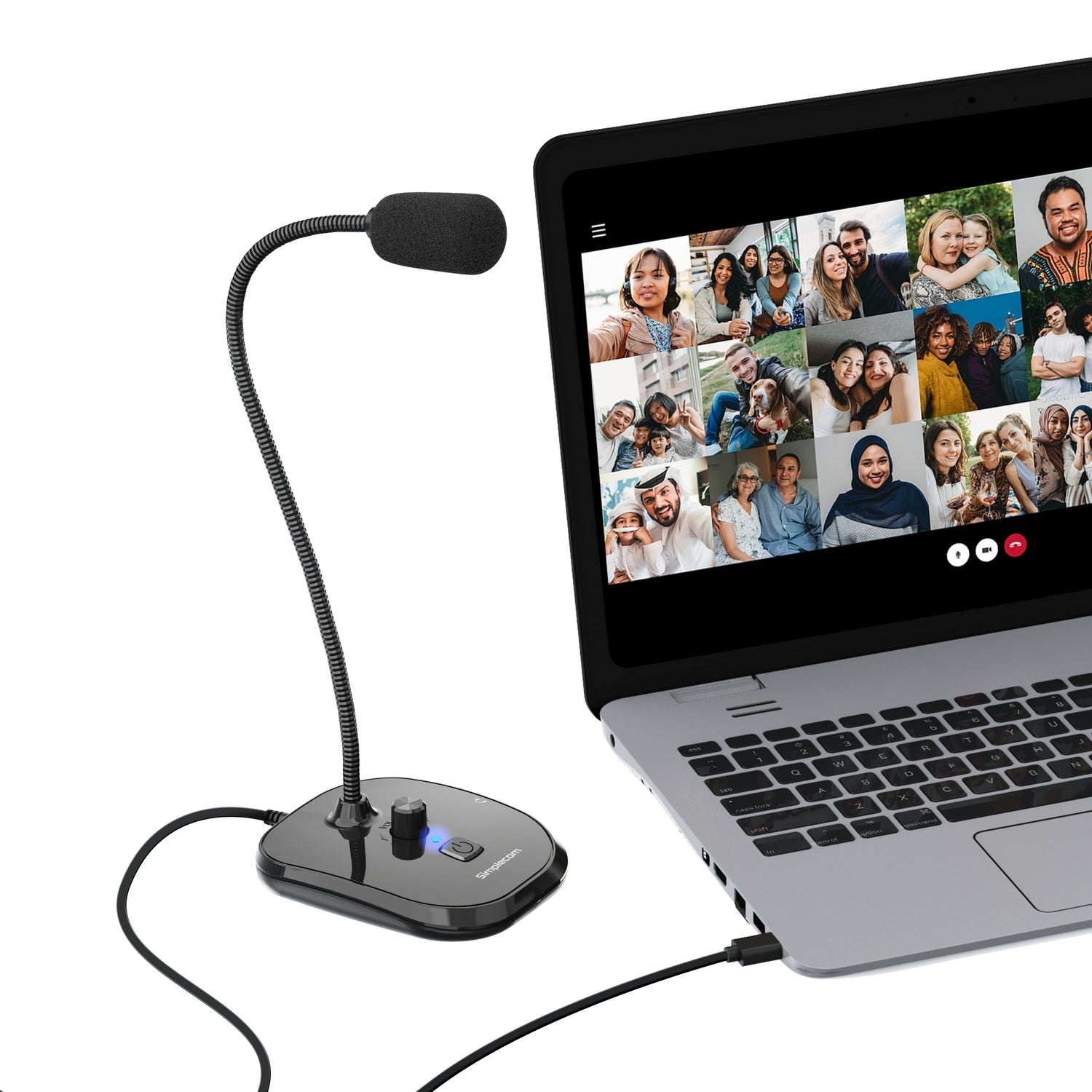 Simplecom UM360 Plug and Play USB Desktop Microphone with Headphone Jack - ShopFrenzy