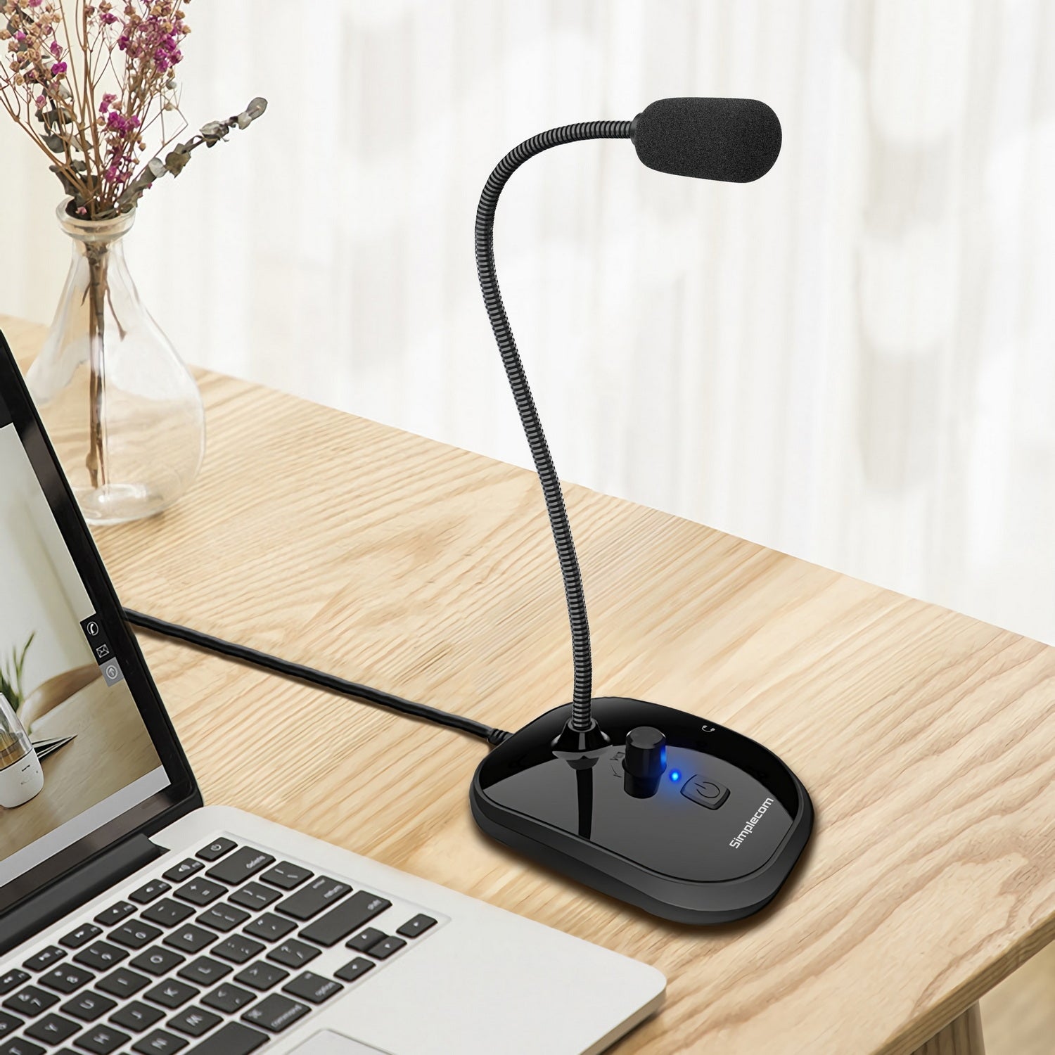 Simplecom UM360 Plug and Play USB Desktop Microphone with Headphone Jack - ShopFrenzy