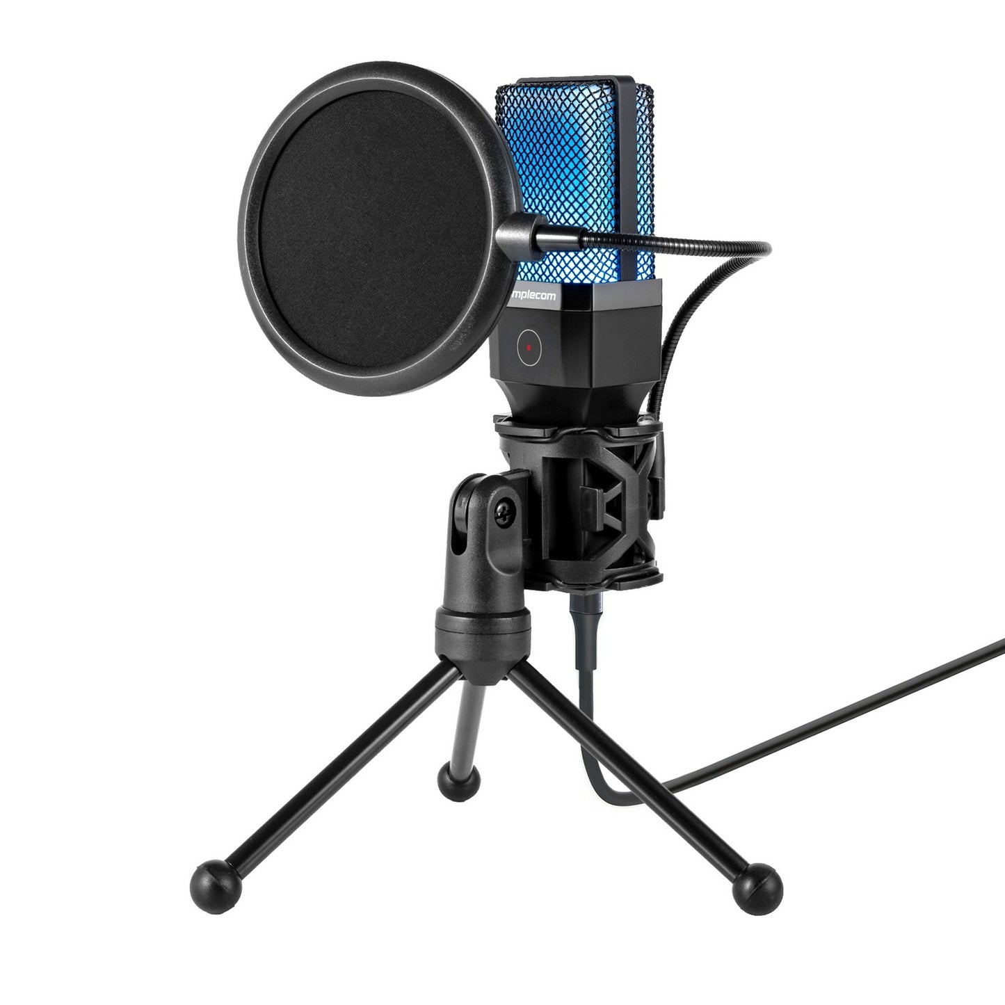 Simplecom UM650 USB Cardioid Condenser Microphone Gaming RGB Lights with Tripod & Pop Filter - ShopFrenzy