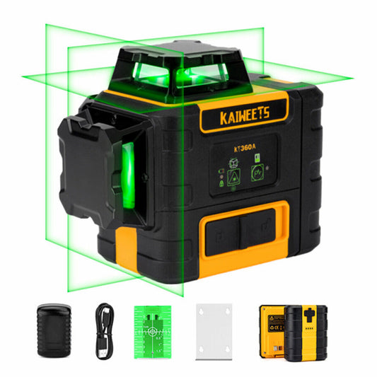 KAIWEETS KT360A Green Laser Level 3 X 360° Rotary Self Leveling with 1 Rechargeable Battery - ShopFrenzy
