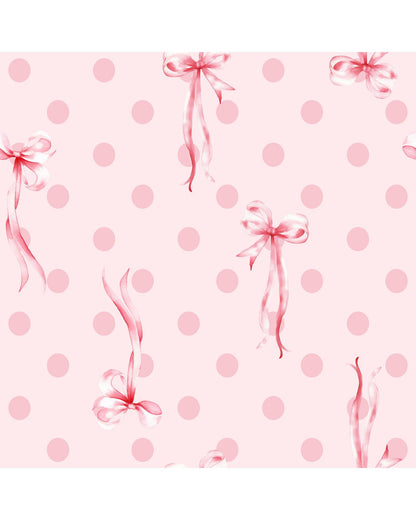 Pink Bow Print Contrast Pipping Short Pajamas Set - L