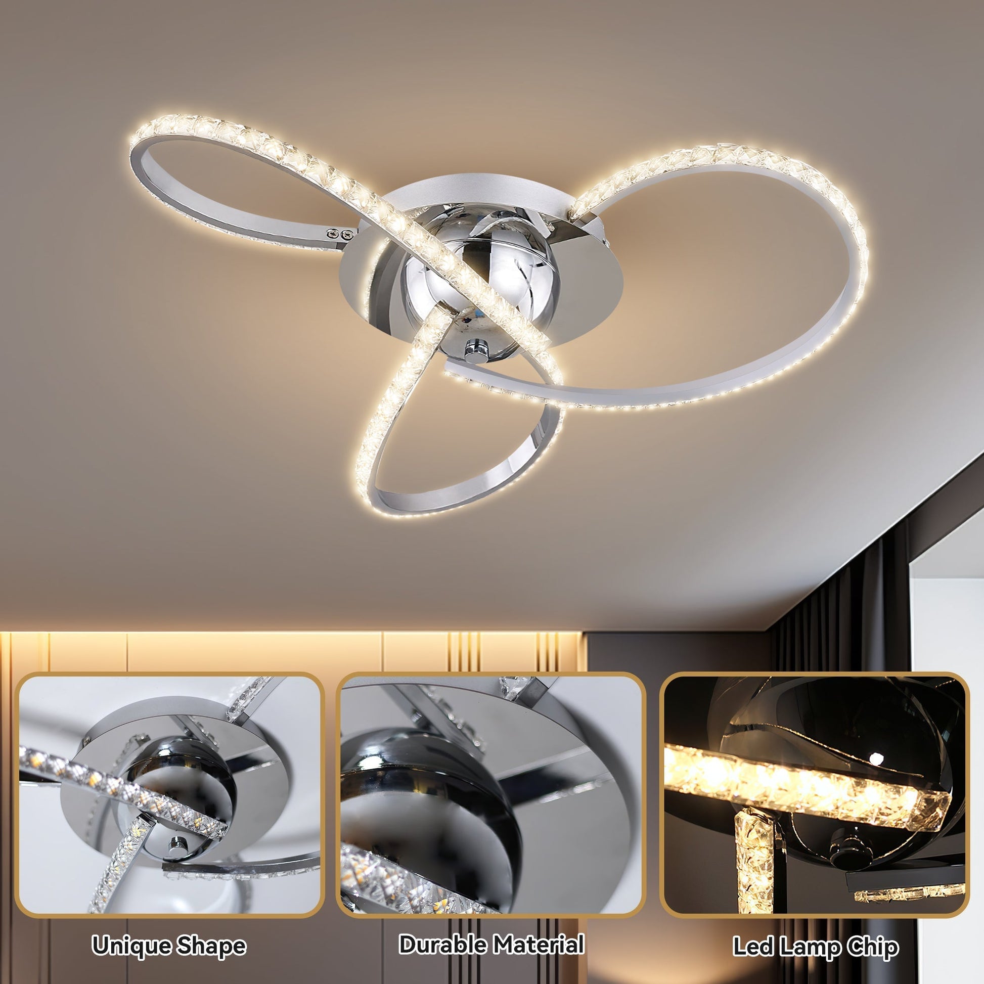 Irie Dimmable 3 Lights LED Ceiling Light - Chrome - ShopFrenzy