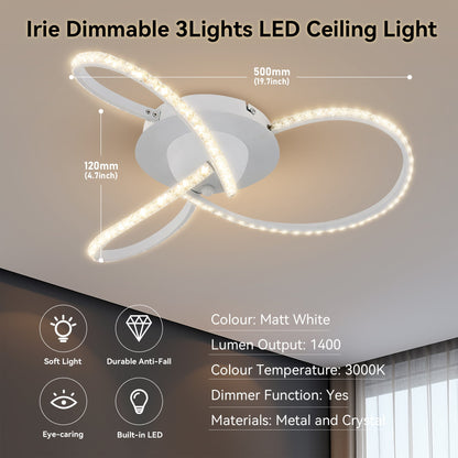 Irie Dimmable 3 Lights LED Ceiling Light - White - ShopFrenzy