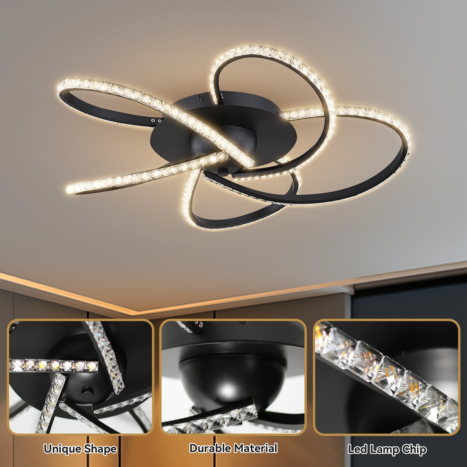 Irie Dimmable 5 Lights LED Ceiling Light - Black - ShopFrenzy