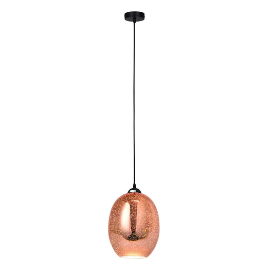 Moravian Glass Oval Pendant Light - Chrome - ShopFrenzy