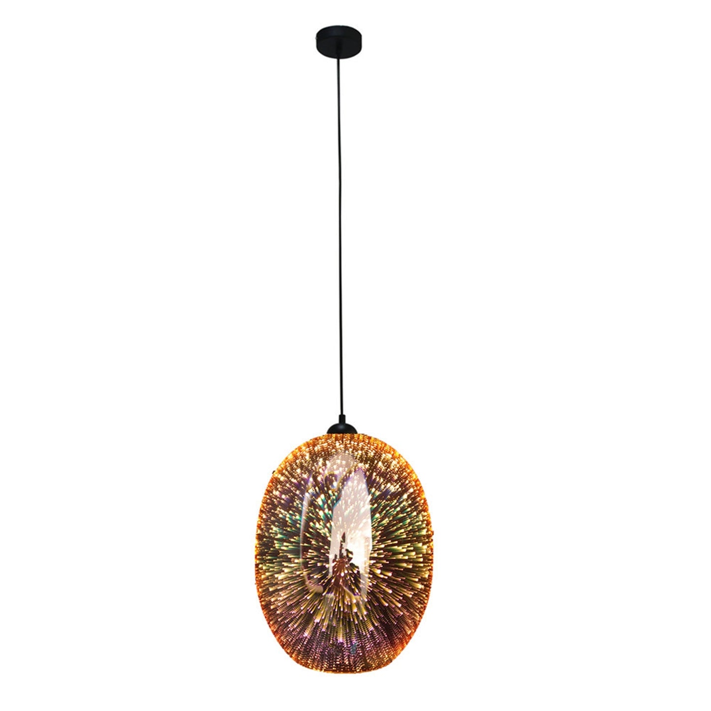 Moravian Glass Oval Pendant Light - Chrome - ShopFrenzy