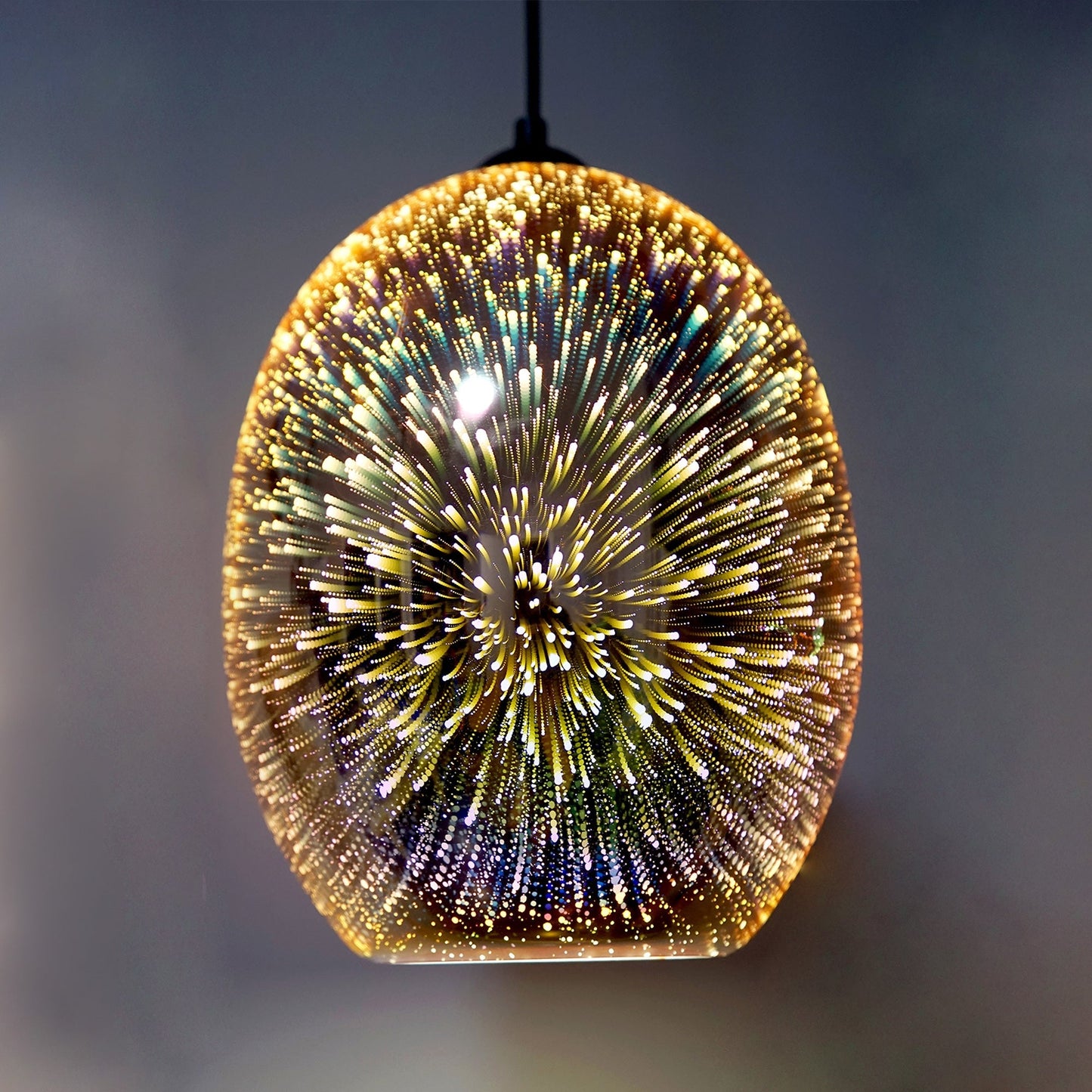Moravian Glass Oval Pendant Light - Chrome - ShopFrenzy
