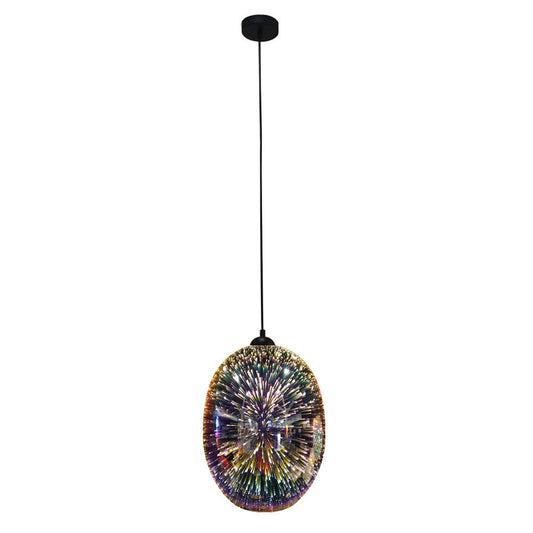 Moravian Glass Oval Pendant Light - Copper - ShopFrenzy