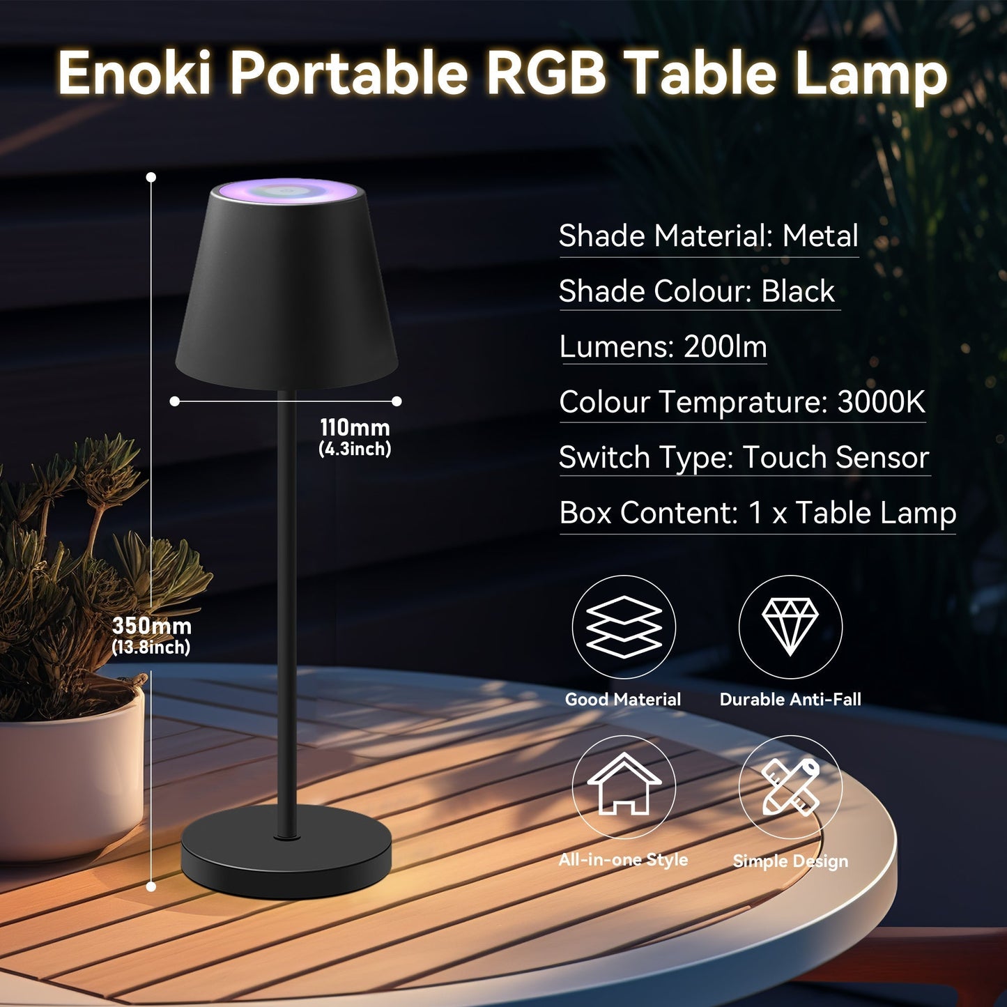 Enoki Portable RGB Table Lamp - Black - ShopFrenzy