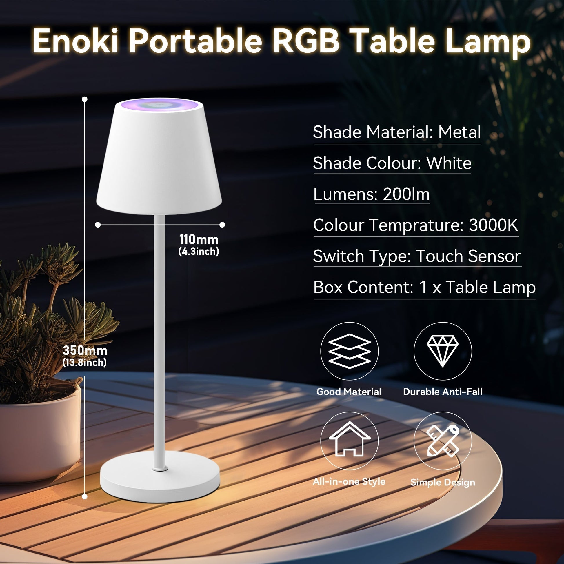 Enoki Portable RGB Table Lamp - White - ShopFrenzy