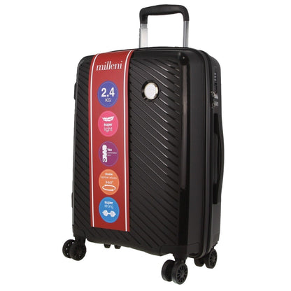 Milleni Hardshell 3-Piece Luggage Bag Travel Carry On Suitcase - Black - ShopFrenzy