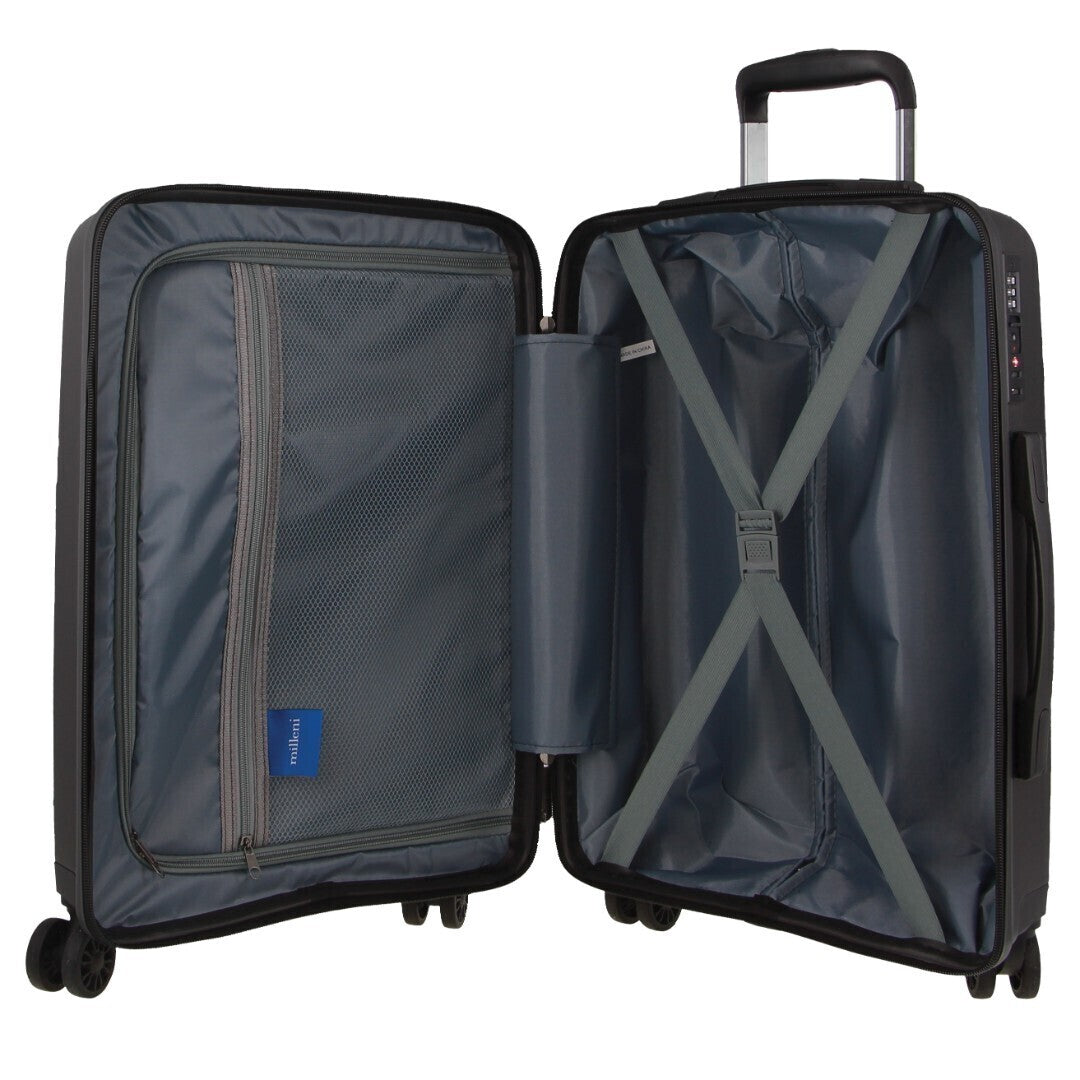 Milleni Hardshell 3-Piece Luggage Bag Travel Carry On Suitcase - Black - ShopFrenzy