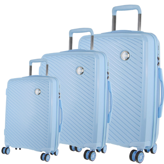 Milleni Hardshell 3-Piece Luggage Bag Travel Carry On Suitcase - Blue - ShopFrenzy