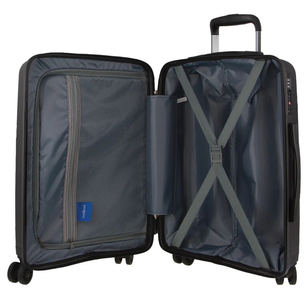 Milleni Hardshell Cabin Luggage Bag Travel Carry On Suitcase 54cm (39L) - Black - ShopFrenzy