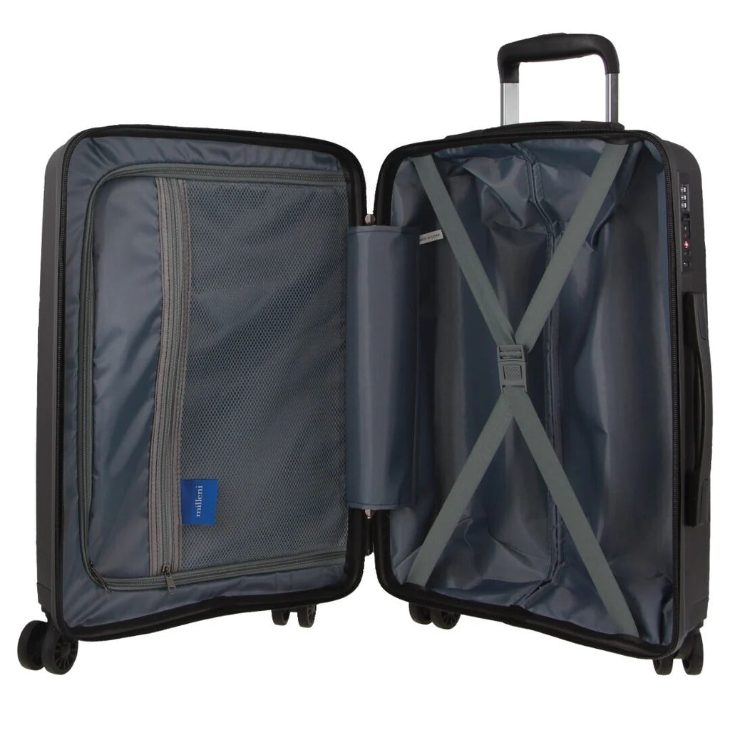 Milleni Hardshell Cabin Luggage Bag Travel Carry On Suitcase 54cm (39L) - Black - ShopFrenzy