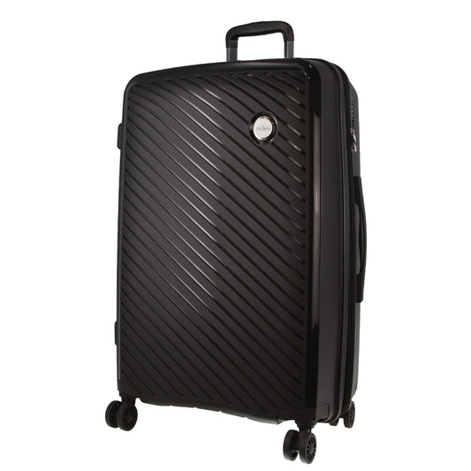 Pierre Cardin Inspired Milleni Checked Luggage Bag Travel Carry On Suitcase 75cm (124L) - Black - ShopFrenzy