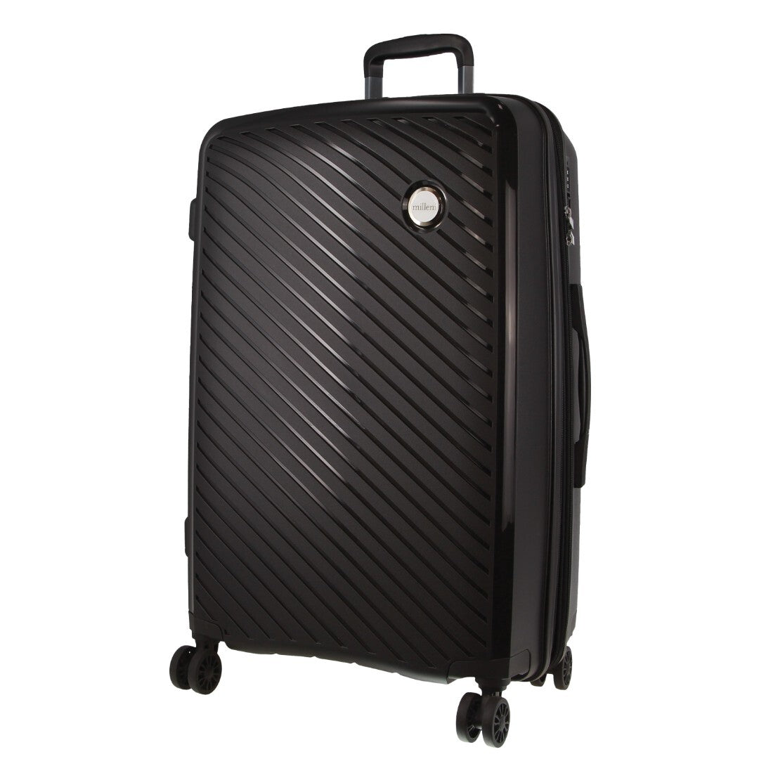 Pierre Cardin Inspired Milleni Checked Luggage Bag Travel Carry On Suitcase 75cm (124L) - Black - ShopFrenzy