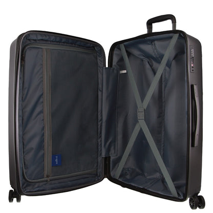 Pierre Cardin Inspired Milleni Checked Luggage Bag Travel Carry On Suitcase 75cm (124L) - Black - ShopFrenzy