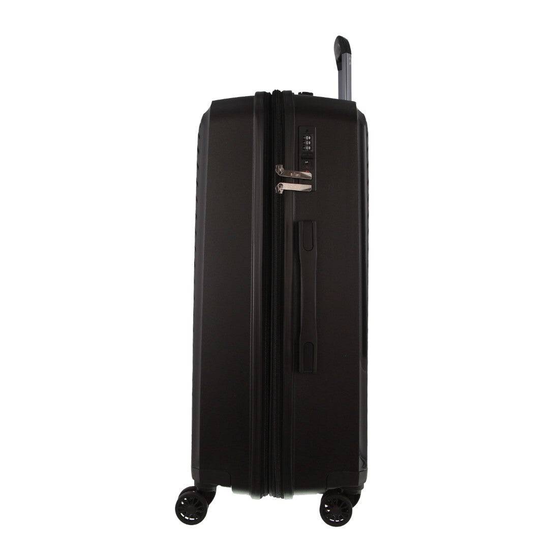 Pierre Cardin Inspired Milleni Checked Luggage Bag Travel Carry On Suitcase 75cm (124L) - Black - ShopFrenzy