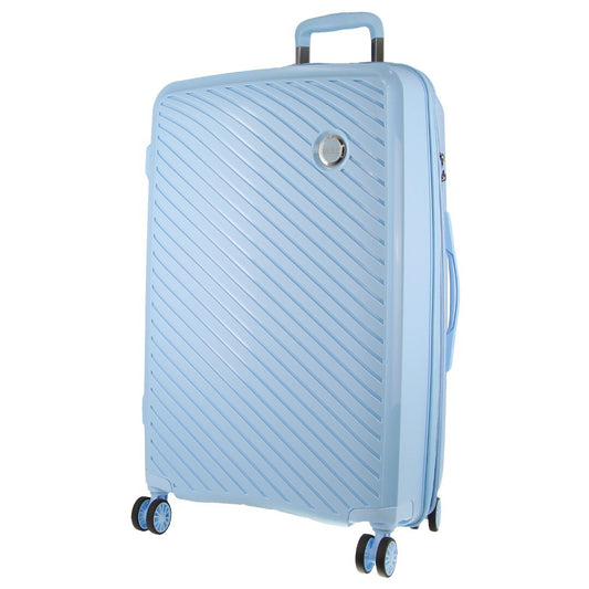 Pierre Cardin Inspired Milleni Checked Luggage Bag Travel Carry On Suitcase 75cm (124L) - Blue - ShopFrenzy